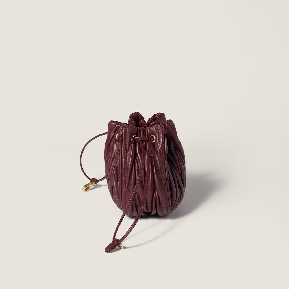 Matelassé nappa leather pouch