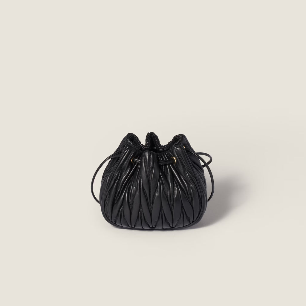 Matelassé nappa leather pouch