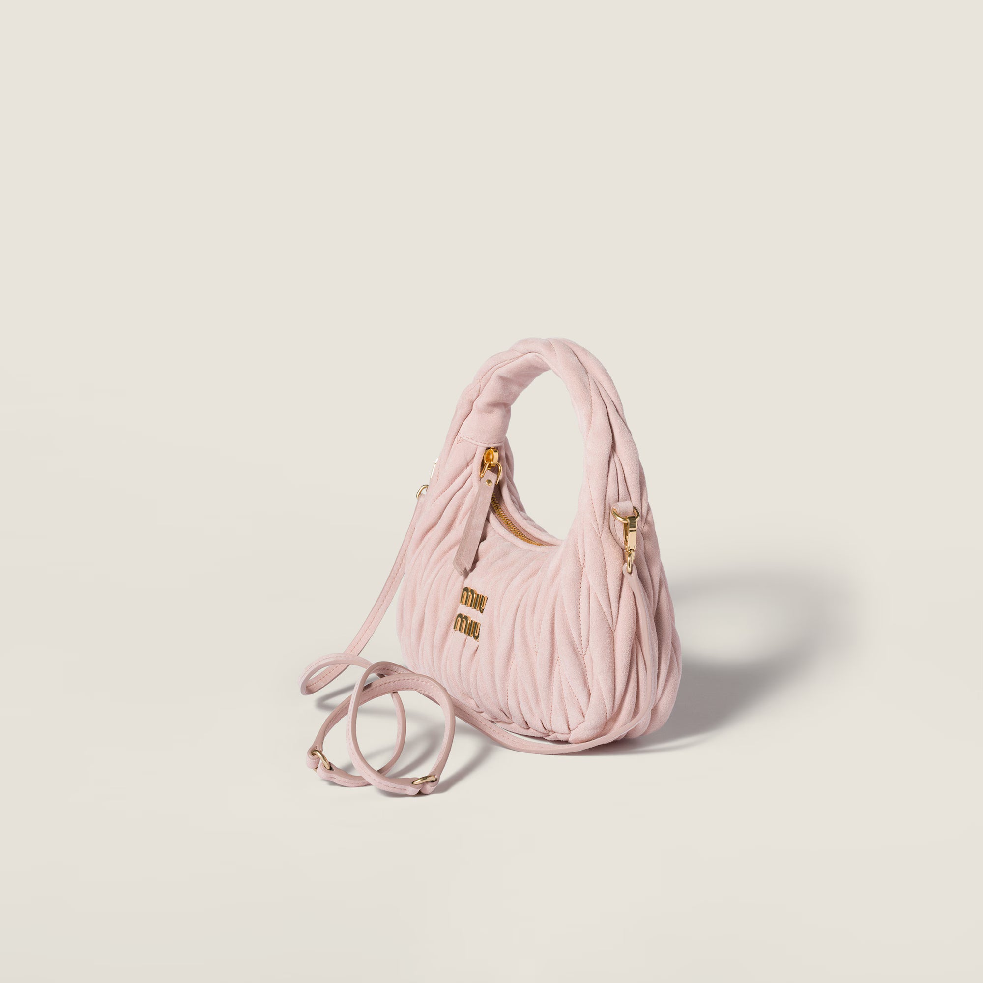 Wander matelassé suede bag