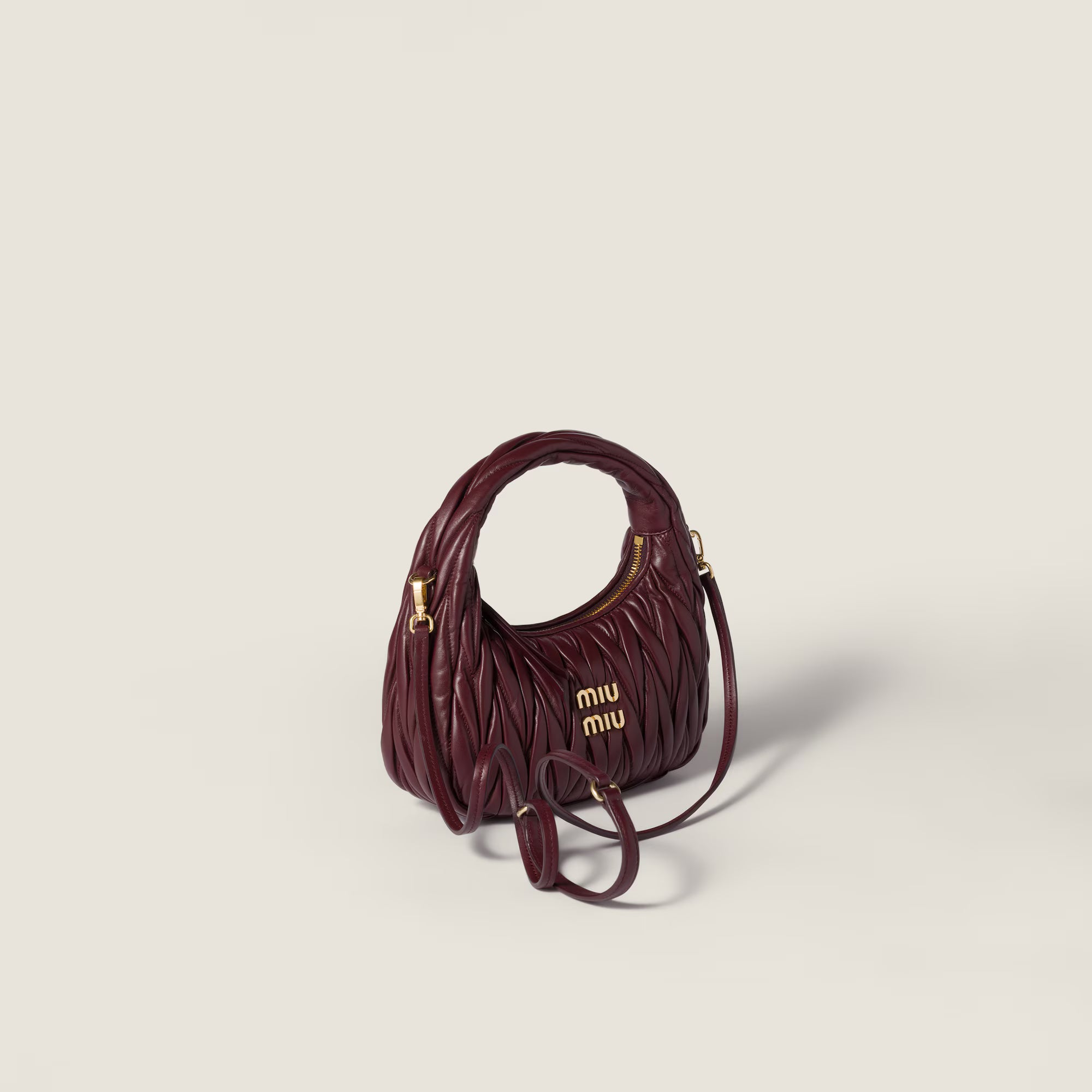 Wander matelassé nappa leather hobo bag